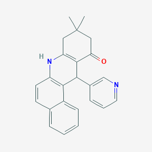 molecular formula C24H22N2O B416146 9,9-dimethyl-12-(3-pyridinyl)-8,9,10,12-tetrahydrobenzo[a]acridin-11(7H)-one 