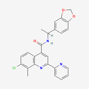 molecular formula C25H20ClN3O3 B4161499 N-[1-(1,3-benzodioxol-5-yl)ethyl]-7-chloro-8-methyl-2-(2-pyridinyl)-4-quinolinecarboxamide 