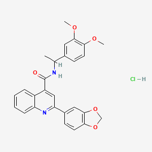 2-(1,3-benzodioxol-5-yl)-N-[1-(3,4-dimethoxyphenyl)ethyl]-4-quinolinecarboxamide hydrochloride