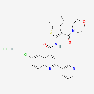 molecular formula C27H26Cl2N4O3S B4161530 6-chloro-N-[4-ethyl-5-methyl-3-(4-morpholinylcarbonyl)-2-thienyl]-2-(3-pyridinyl)-4-quinolinecarboxamide hydrochloride 