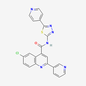 molecular formula C22H13ClN6OS B4161557 6-chloro-2-(3-pyridinyl)-N-[5-(4-pyridinyl)-1,3,4-thiadiazol-2-yl]-4-quinolinecarboxamide 