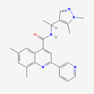 molecular formula C24H25N5O B4161566 N-[1-(1,5-dimethyl-1H-pyrazol-4-yl)ethyl]-6,8-dimethyl-2-(3-pyridinyl)-4-quinolinecarboxamide 