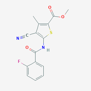 molecular formula C15H11FN2O3S B416159 Methyl 4-cyano-5-[(2-fluorobenzoyl)amino]-3-methyl-2-thiophenecarboxylate 