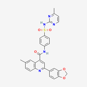 2-(1,3-benzodioxol-5-yl)-6-methyl-N-(4-{[(4-methyl-2-pyrimidinyl)amino]sulfonyl}phenyl)-4-quinolinecarboxamide