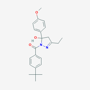 molecular formula C23H28N2O3 B416160 1-(4-tert-butylbenzoyl)-3-ethyl-5-(4-methoxyphenyl)-4,5-dihydro-1H-pyrazol-5-ol 