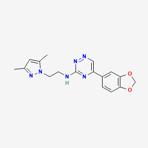 molecular formula C17H18N6O2 B4161605 5-(1,3-benzodioxol-5-yl)-N-[2-(3,5-dimethyl-1H-pyrazol-1-yl)ethyl]-1,2,4-triazin-3-amine 