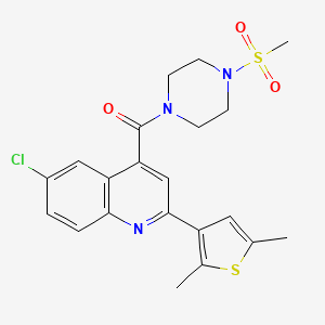 molecular formula C21H22ClN3O3S2 B4161637 6-chloro-2-(2,5-dimethyl-3-thienyl)-4-{[4-(methylsulfonyl)-1-piperazinyl]carbonyl}quinoline 