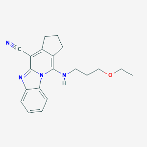molecular formula C20H22N4O B416165 11-[(3-ethoxypropyl)amino]-2,3-dihydro-1H-cyclopenta[4,5]pyrido[1,2-a]benzimidazole-4-carbonitrile CAS No. 307327-31-7