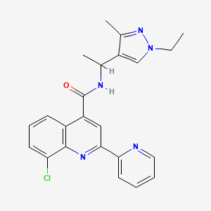 molecular formula C23H22ClN5O B4161671 8-chloro-N-[1-(1-ethyl-3-methyl-1H-pyrazol-4-yl)ethyl]-2-(2-pyridinyl)-4-quinolinecarboxamide 