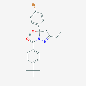 molecular formula C22H25BrN2O2 B416168 5-(4-bromophenyl)-1-(4-tert-butylbenzoyl)-3-ethyl-4,5-dihydro-1H-pyrazol-5-ol 