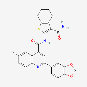 N-[3-(aminocarbonyl)-4,5,6,7-tetrahydro-1-benzothien-2-yl]-2-(1,3-benzodioxol-5-yl)-6-methyl-4-quinolinecarboxamide