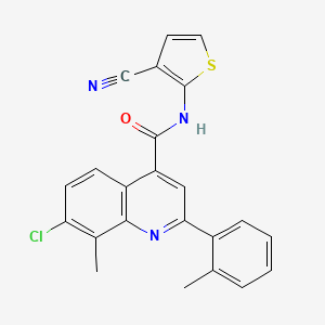 molecular formula C23H16ClN3OS B4161699 7-chloro-N-(3-cyano-2-thienyl)-8-methyl-2-(2-methylphenyl)-4-quinolinecarboxamide 