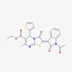 molecular formula C24H19N3O5S2 B416171 ethyl (2Z)-2-(1-acetyl-2-oxoindol-3-ylidene)-7-methyl-3-oxo-5-thiophen-2-yl-5H-[1,3]thiazolo[3,2-a]pyrimidine-6-carboxylate CAS No. 324071-14-9