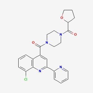 molecular formula C24H23ClN4O3 B4161712 8-chloro-2-(2-pyridinyl)-4-{[4-(tetrahydro-2-furanylcarbonyl)-1-piperazinyl]carbonyl}quinoline 