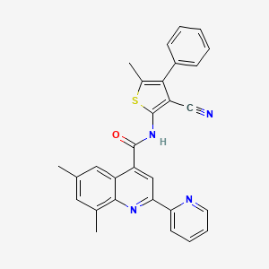 N-(3-cyano-5-methyl-4-phenyl-2-thienyl)-6,8-dimethyl-2-(2-pyridinyl)-4-quinolinecarboxamide