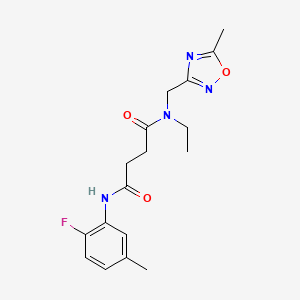 molecular formula C17H21FN4O3 B4161753 N-ethyl-N'-(2-fluoro-5-methylphenyl)-N-[(5-methyl-1,2,4-oxadiazol-3-yl)methyl]succinamide 