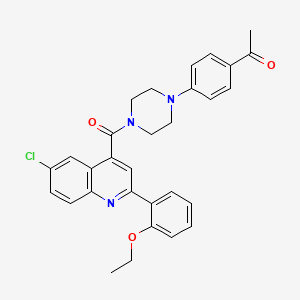 molecular formula C30H28ClN3O3 B4161772 1-[4-(4-{[6-chloro-2-(2-ethoxyphenyl)-4-quinolinyl]carbonyl}-1-piperazinyl)phenyl]ethanone 