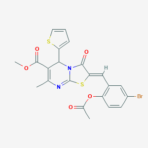 molecular formula C22H17BrN2O5S2 B416185 methyl 2-[2-(acetyloxy)-5-bromobenzylidene]-7-methyl-3-oxo-5-(2-thienyl)-2,3-dihydro-5H-[1,3]thiazolo[3,2-a]pyrimidine-6-carboxylate 