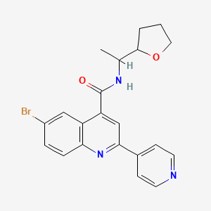 molecular formula C21H20BrN3O2 B4161861 6-bromo-2-(4-pyridinyl)-N-[1-(tetrahydro-2-furanyl)ethyl]-4-quinolinecarboxamide 