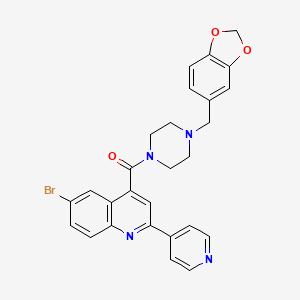 molecular formula C27H23BrN4O3 B4161904 4-{[4-(1,3-benzodioxol-5-ylmethyl)-1-piperazinyl]carbonyl}-6-bromo-2-(4-pyridinyl)quinoline 