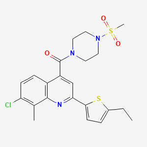 molecular formula C22H24ClN3O3S2 B4161920 7-chloro-2-(5-ethyl-2-thienyl)-8-methyl-4-{[4-(methylsulfonyl)-1-piperazinyl]carbonyl}quinoline 