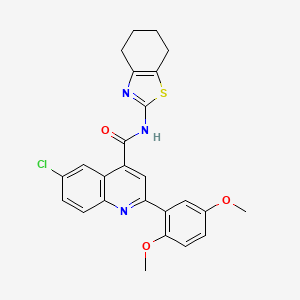 molecular formula C25H22ClN3O3S B4161936 6-chloro-2-(2,5-dimethoxyphenyl)-N-(4,5,6,7-tetrahydro-1,3-benzothiazol-2-yl)-4-quinolinecarboxamide 