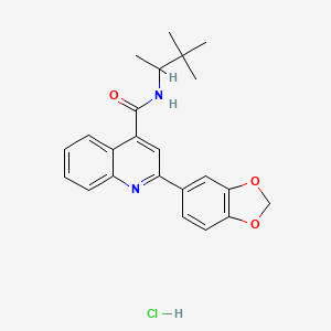 molecular formula C23H25ClN2O3 B4161943 2-(1,3-benzodioxol-5-yl)-N-(1,2,2-trimethylpropyl)-4-quinolinecarboxamide hydrochloride 