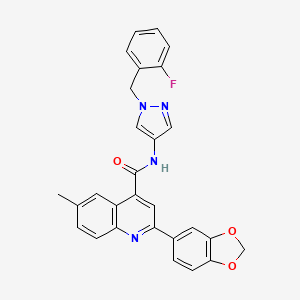 2-(1,3-benzodioxol-5-yl)-N-[1-(2-fluorobenzyl)-1H-pyrazol-4-yl]-6-methyl-4-quinolinecarboxamide