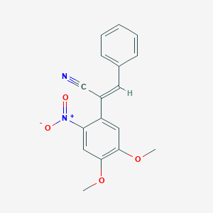 molecular formula C17H14N2O4 B416197 2-(4,5-Dimethoxy-2-nitro-phenyl)-3-phenyl-acrylonitrile 