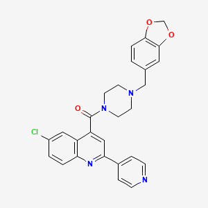 4-{[4-(1,3-benzodioxol-5-ylmethyl)-1-piperazinyl]carbonyl}-6-chloro-2-(4-pyridinyl)quinoline