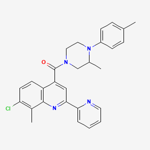 molecular formula C28H27ClN4O B4161989 7-chloro-8-methyl-4-{[3-methyl-4-(4-methylphenyl)-1-piperazinyl]carbonyl}-2-(2-pyridinyl)quinoline 