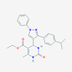 molecular formula C26H28N4O3 B416199 ethyl 4-[3-(4-isopropylphenyl)-1-phenyl-1H-pyrazol-4-yl]-6-methyl-2-oxo-1,2,3,4-tetrahydro-5-pyrimidinecarboxylate 