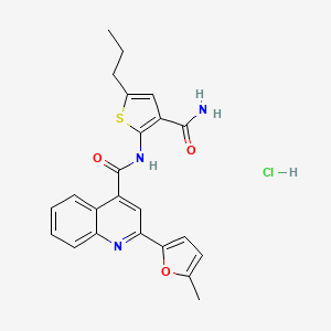 molecular formula C23H22ClN3O3S B4162025 N-(3-carbamoyl-5-propylthiophen-2-yl)-2-(5-methylfuran-2-yl)quinoline-4-carboxamide;hydrochloride 