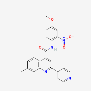 molecular formula C25H22N4O4 B4162090 N-(4-ethoxy-2-nitrophenyl)-7,8-dimethyl-2-(4-pyridinyl)-4-quinolinecarboxamide 