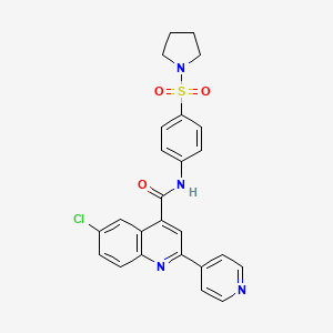 6-chloro-2-(4-pyridinyl)-N-[4-(1-pyrrolidinylsulfonyl)phenyl]-4-quinolinecarboxamide