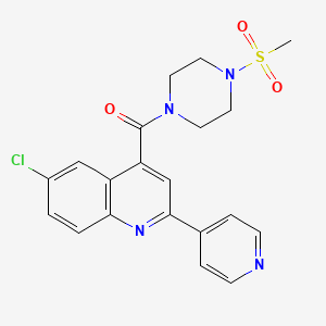 molecular formula C20H19ClN4O3S B4162122 6-chloro-4-{[4-(methylsulfonyl)-1-piperazinyl]carbonyl}-2-(4-pyridinyl)quinoline 