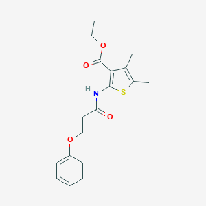 molecular formula C18H21NO4S B416214 Ethyl 4,5-dimethyl-2-(3-phenoxypropanoylamino)thiophene-3-carboxylate CAS No. 312274-24-1
