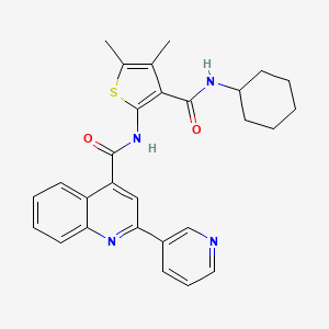 molecular formula C28H28N4O2S B4162153 N-{3-[(cyclohexylamino)carbonyl]-4,5-dimethyl-2-thienyl}-2-(3-pyridinyl)-4-quinolinecarboxamide 