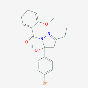 molecular formula C19H19BrN2O3 B416218 5-(4-bromophenyl)-3-ethyl-1-(2-methoxybenzoyl)-4,5-dihydro-1H-pyrazol-5-ol 