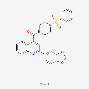 molecular formula C27H24ClN3O5S B4162196 2-(1,3-benzodioxol-5-yl)-4-{[4-(phenylsulfonyl)-1-piperazinyl]carbonyl}quinoline hydrochloride 