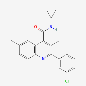 molecular formula C21H19ClN2O B4162208 2-(3-chlorophenyl)-N-cyclopropyl-3,6-dimethyl-4-quinolinecarboxamide 