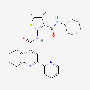 molecular formula C28H28N4O2S B4162272 N-{3-[(cyclohexylamino)carbonyl]-4,5-dimethyl-2-thienyl}-2-(2-pyridinyl)-4-quinolinecarboxamide 