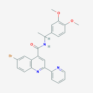 molecular formula C25H22BrN3O3 B4162276 6-bromo-N-[1-(3,4-dimethoxyphenyl)ethyl]-2-(2-pyridinyl)-4-quinolinecarboxamide 