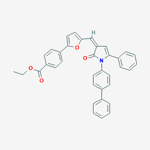 molecular formula C36H27NO4 B416228 ethyl 4-{5-[(1-[1,1'-biphenyl]-4-yl-2-oxo-5-phenyl-1,2-dihydro-3H-pyrrol-3-ylidene)methyl]-2-furyl}benzoate 