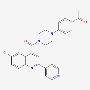 molecular formula C27H23ClN4O2 B4162284 1-[4-(4-{[6-chloro-2-(4-pyridinyl)-4-quinolinyl]carbonyl}-1-piperazinyl)phenyl]ethanone 