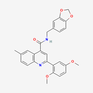 molecular formula C27H24N2O5 B4162288 N-(1,3-benzodioxol-5-ylmethyl)-2-(2,5-dimethoxyphenyl)-6-methyl-4-quinolinecarboxamide 