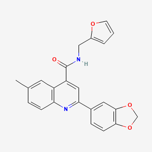 molecular formula C23H18N2O4 B4162298 2-(1,3-benzodioxol-5-yl)-N-(2-furylmethyl)-6-methyl-4-quinolinecarboxamide 