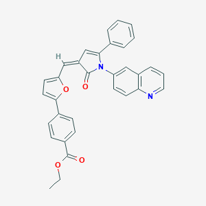 molecular formula C33H24N2O4 B416232 ethyl 4-(5-{[2-oxo-5-phenyl-1-(6-quinolinyl)-1,2-dihydro-3H-pyrrol-3-ylidene]methyl}-2-furyl)benzoate 