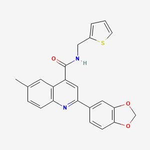 molecular formula C23H18N2O3S B4162327 2-(1,3-benzodioxol-5-yl)-6-methyl-N-(2-thienylmethyl)-4-quinolinecarboxamide 