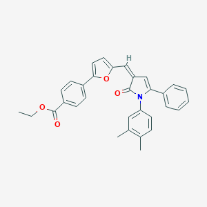 molecular formula C32H27NO4 B416233 ethyl 4-(5-{[1-(3,4-dimethylphenyl)-2-oxo-5-phenyl-1,2-dihydro-3H-pyrrol-3-ylidene]methyl}-2-furyl)benzoate 
